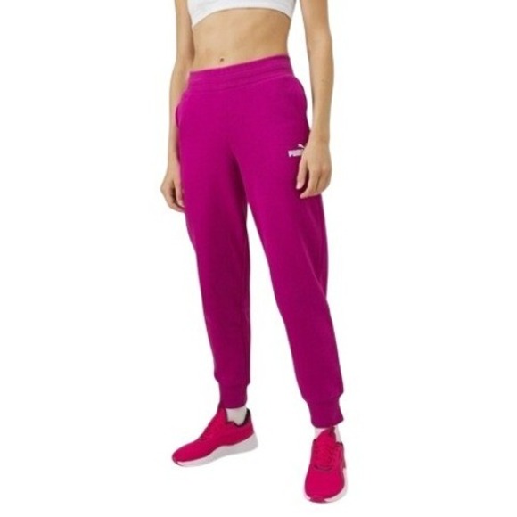 Puma Pants - Puma Womens L ESS Sweatpants Magenta Gleam‎ Pink Fleece Joggers 846866 46 New L